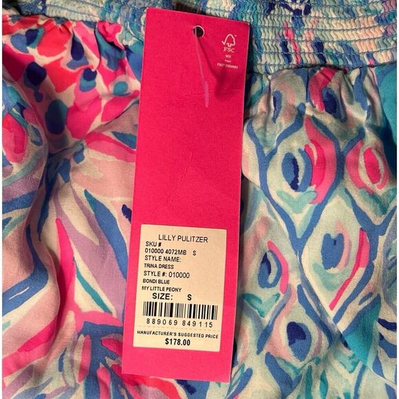 NWT Lilly Pulitzer Trina Mini Dress Sm Bondi Blue My Little Peony Spring Floral - Picture 5 of 9